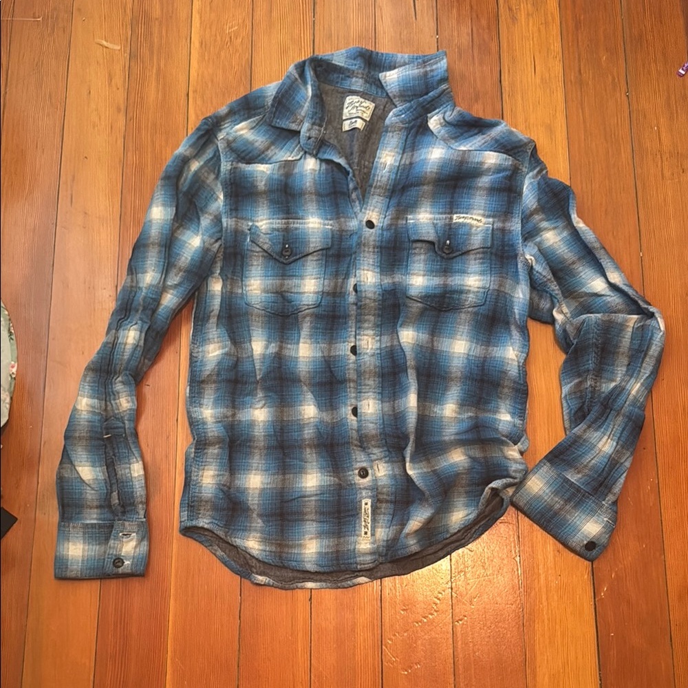 Lucky Brand Blue Plaid Women's Top